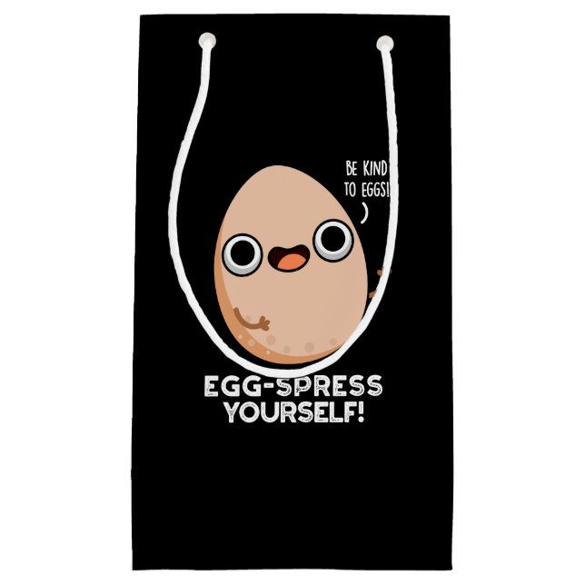 Egg-spress Yourself Funny Egg Pun Dark BG Small Gift Bag (Front)