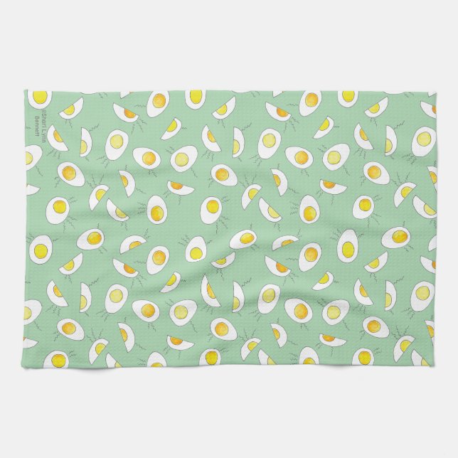 Egg-Static! - in pale green Kitchen Towel (Horizontal)