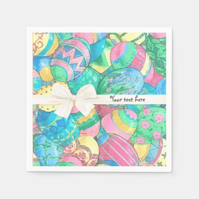 Egg-stavaganza Pastel Easter Eggs Paper Napkins (Front)