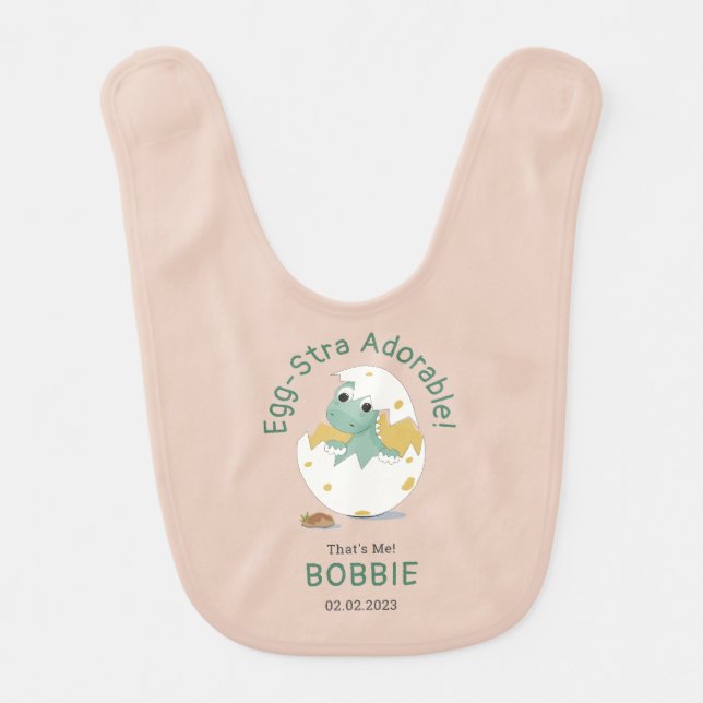 Egg-stra Adorable Funny Baby Dinosaur Hatching Egg Bib (Front)