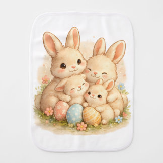 Egg-stra Cute Easter Bunny with Colorful Eggs Baby Burp Cloth