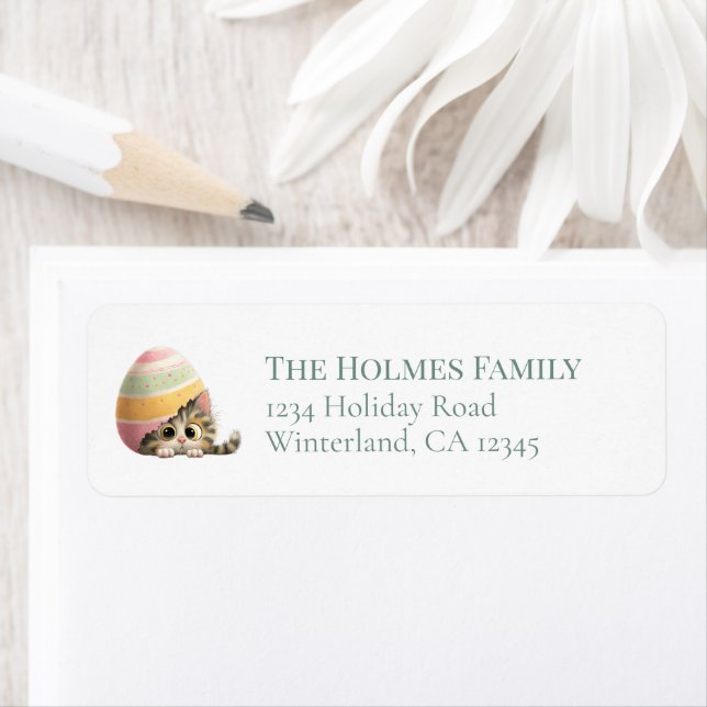 Egg-stra Cute Easter Cat Return Address Labels (Insitu)