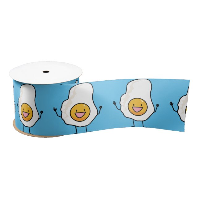 Egg Sunny-Side Up Happy Eggs Breakfast Satin Ribbon (Spool)