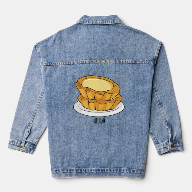 Egg tart cartoon illustration denim jacket (Back)