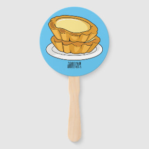 Egg tart cartoon illustration hand fan