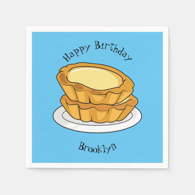 Egg tart cartoon illustration napkins (Front)