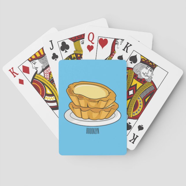 Egg tart cartoon illustration poker cards (Back)