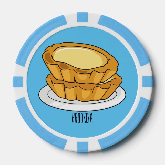 Egg tart cartoon illustration poker chips (Front)