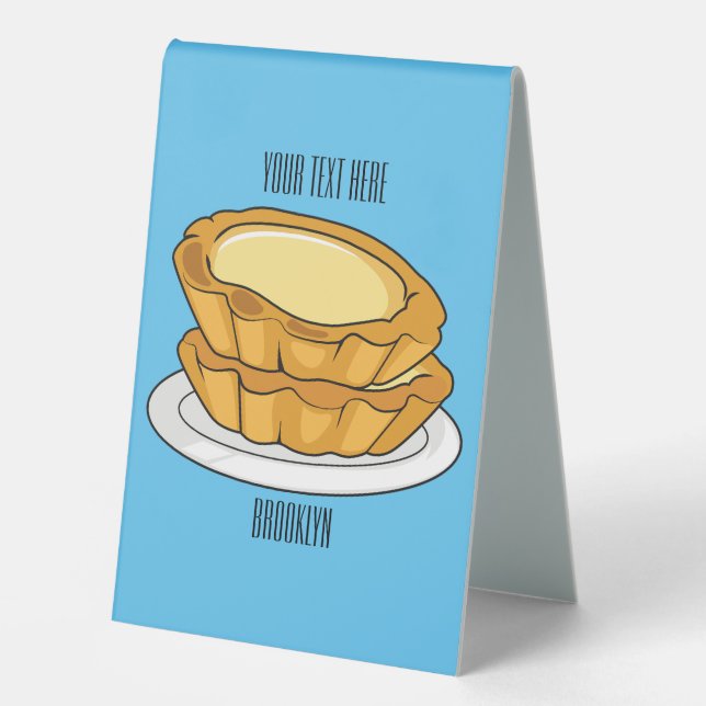 Egg tart cartoon illustration  table tent (Front)