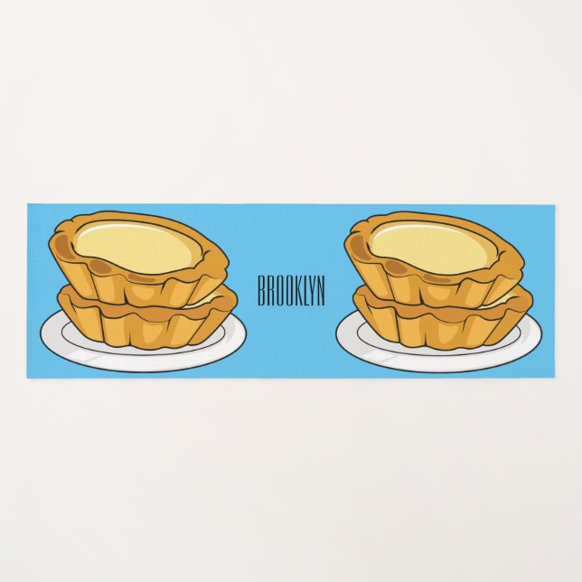 Egg tart cartoon illustration  yoga mat (Front (Horizontal))