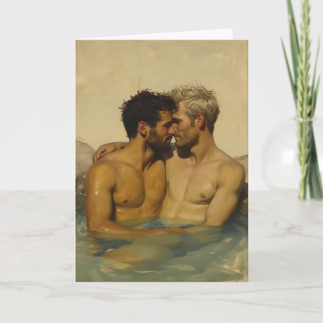 Egg-Tempera Hot Spring Embrace Card (Front)