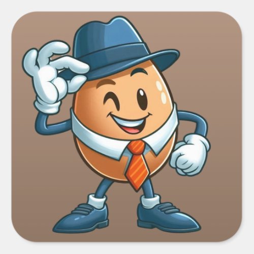 Egg Tipping Hat Square Sticker