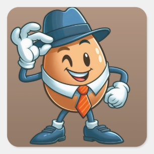 Egg Tipping Hat Square Sticker