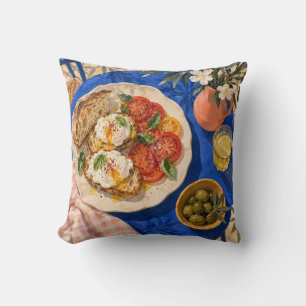 Egg Toast Olive Branch Mediterranean Breakfast Throw Pillow