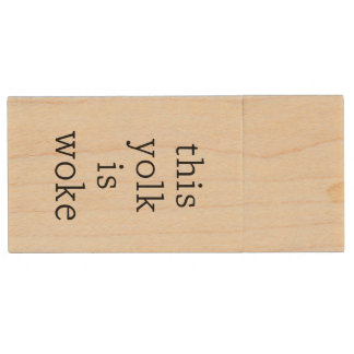 Egg Trending Funny Humor This Yolk is Woke Wood Flash Drive