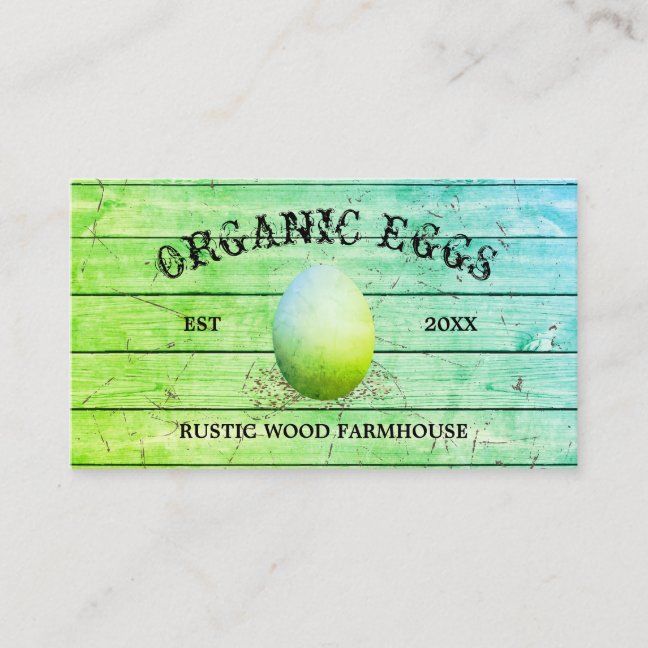 Egg Vintage Rustic Farm retro Green Business Card