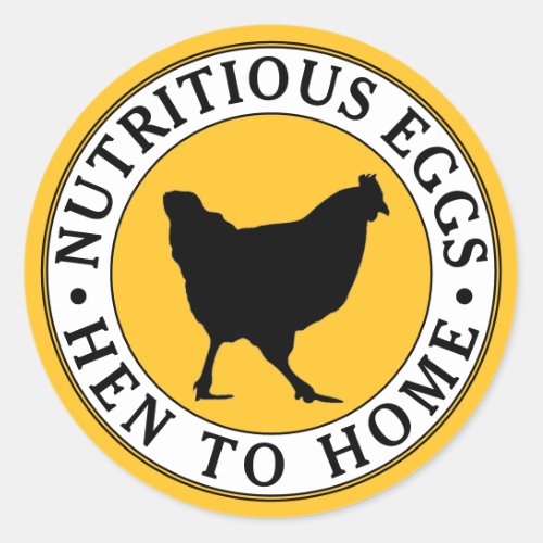 Egg Yolk Yellow with Hen Farmhouse Egg Carton Logo Classic Round Sticker