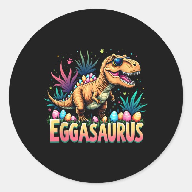 Eggasaurus Easter Stegosaurus Dinosaur Boys Kids T Classic Round Sticker (Front)