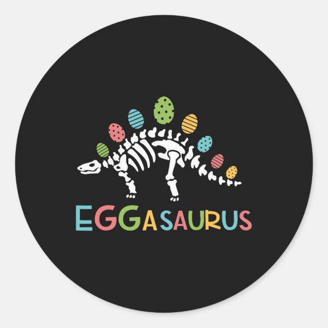 Eggasaurus Easter Stegosaurus Dinosaur Boys Kids T Classic Round Sticker (Front)