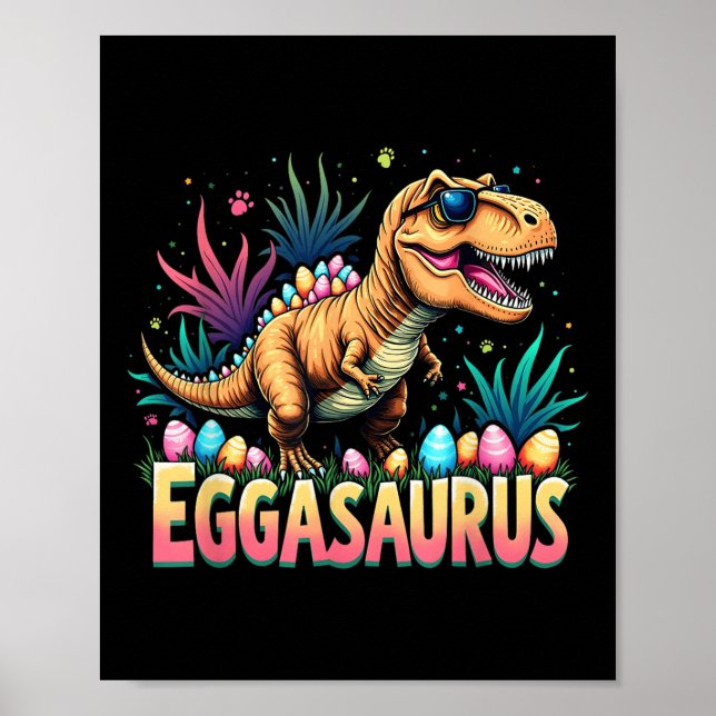 Eggasaurus Easter Stegosaurus Dinosaur Boys Kids T Poster (Front)