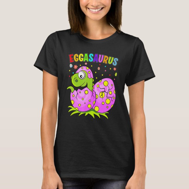 Eggasaurus Stegosaurus Easter Egg Dinosaur Cute Fu T-Shirt (Front)