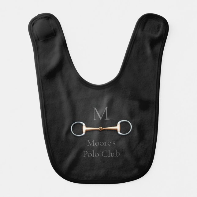 Eggbutt Snaffle Bit Equestrian Business or Team Baby Bib (Front)