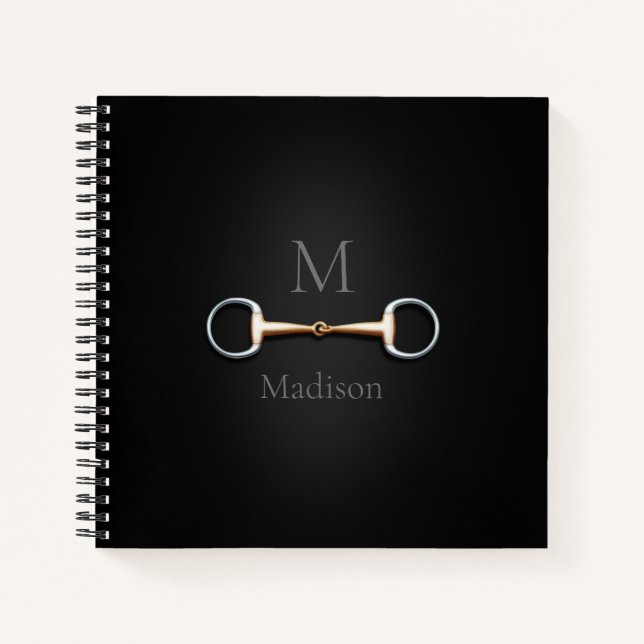 Eggbutt Snaffle Bit Monogrammed  8x8 Equestrian Notebook (Front)