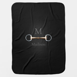 Eggbutt Snaffle Bit Monogrammed Custom Equestrian Baby Blanket