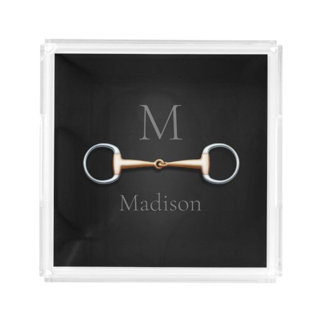 Eggbutt Snaffle Bit Monogrammed Equestrian Acrylic Tray (Front)