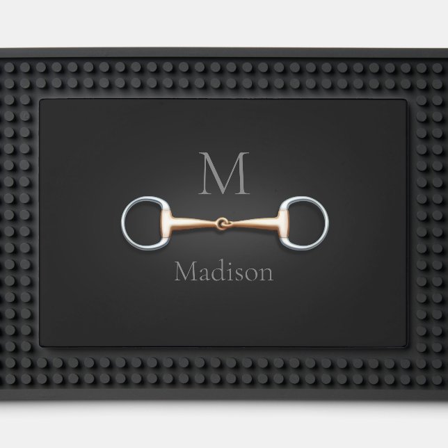 Eggbutt Snaffle Bit Monogrammed Equestrian Bar Mat (Front (Close Up))