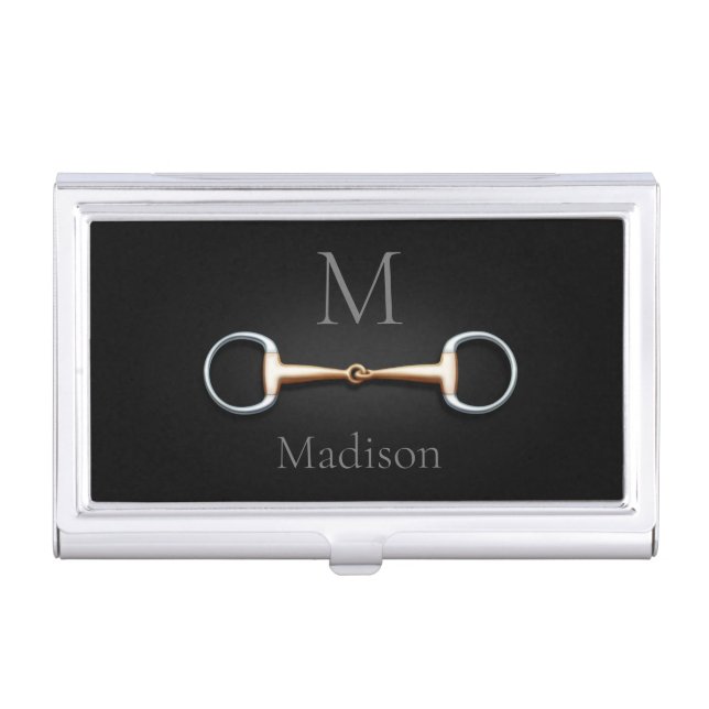 Eggbutt Snaffle Bit Monogrammed Equestrian Business Card Case (Front)