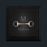 Eggbutt Snaffle Bit Monogrammed Equestrian Gift Box<br><div class="desc">For equestrians and horse lovers,  this handsome keepsake box features a trompe l'oeil illustration of a copper mouth eggbutt snaffle bit between your monogram and name.</div>