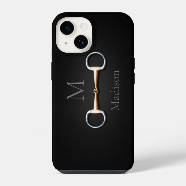 Eggbutt Snaffle Bit Monogrammed Equestrian Iphone Case (Back)