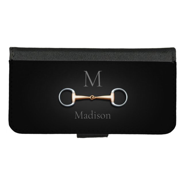 Eggbutt Snaffle Bit Monogrammed Equestrian iPhone Wallet Case (Front (Horizontal))
