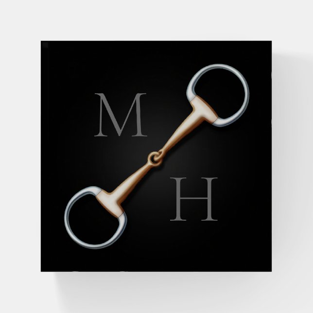 Eggbutt Snaffle Bit Monogrammed Equestrian Paperweight (Front)