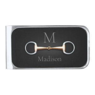 Eggbutt Snaffle Bit Monogrammed Equestrian Silver Finish Money Clip