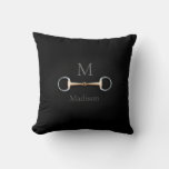 Eggbutt Snaffle Bit Monogrammed Equestrian Throw Pillow