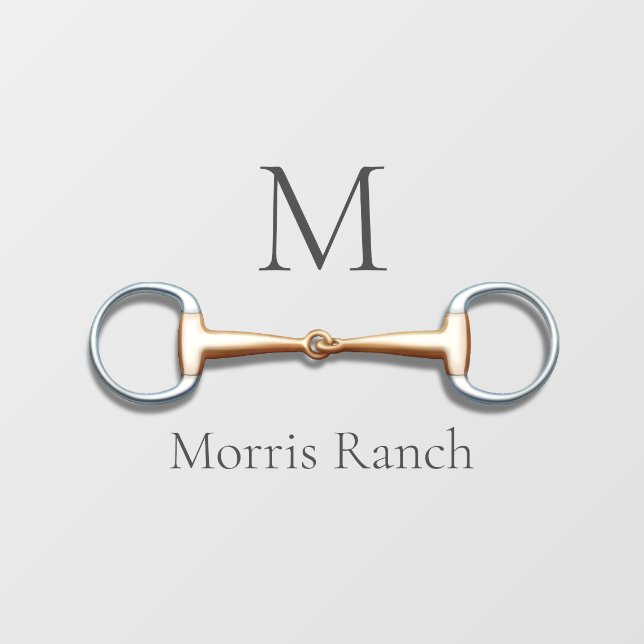 Eggbutt Snaffle Bit Monogrammed Equestrian Wall Decal (Front)