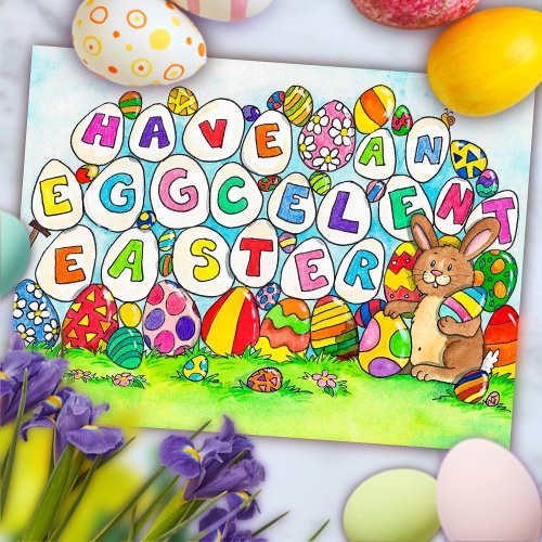 Eggcelent Easter postcard by Nicole Janes