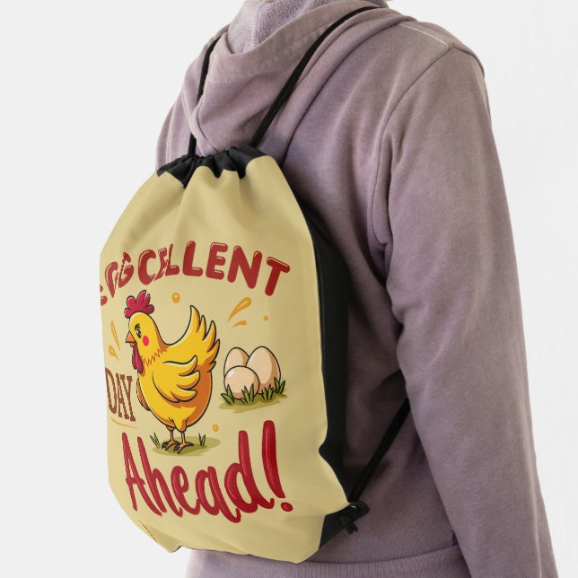 Eggcellent Day Ahead Funny Chicken Farm Drawstring Bag (Insitu)