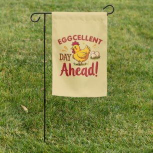 Eggcellent Day Ahead Funny Chicken Farm Garden Flag