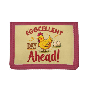 Eggcellent Day Ahead Funny Chicken Farm Trifold Wallet