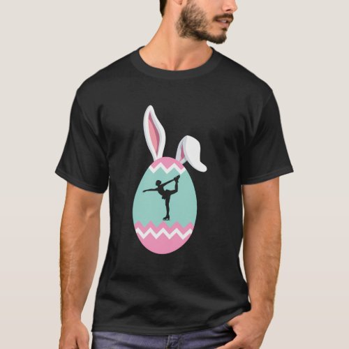 Eggcellent Figure Skater Easter Egg Bunny Ears T_Shirt