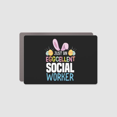 Eggcellent Social Worker Easter Egg Bunny Ears Car Magnet