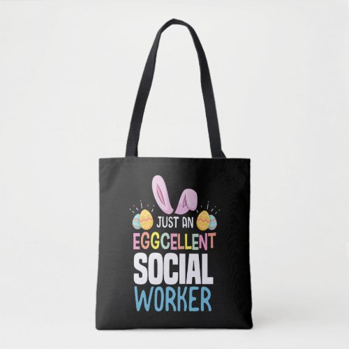 Eggcellent Social Worker Easter Egg Bunny Ears Tote Bag