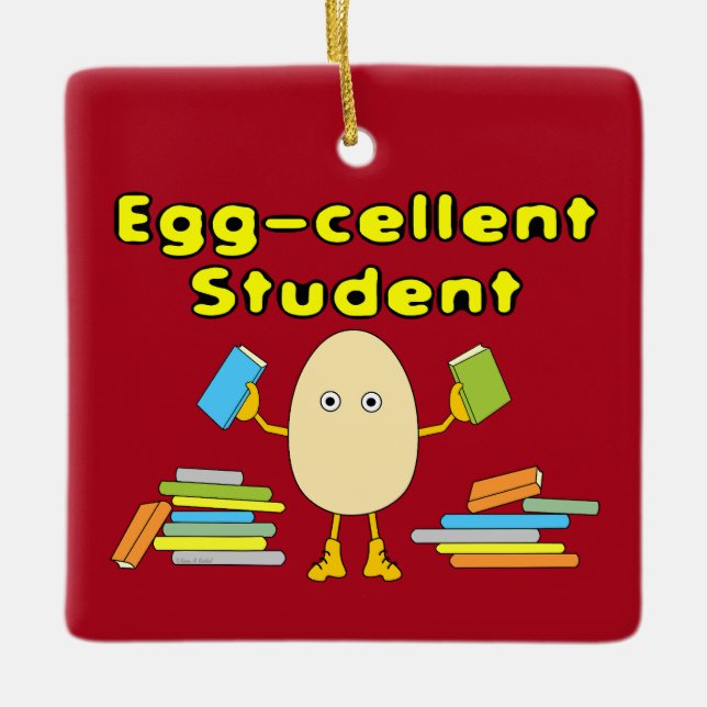 Eggcellent Student Ceramic Ornament (Front)