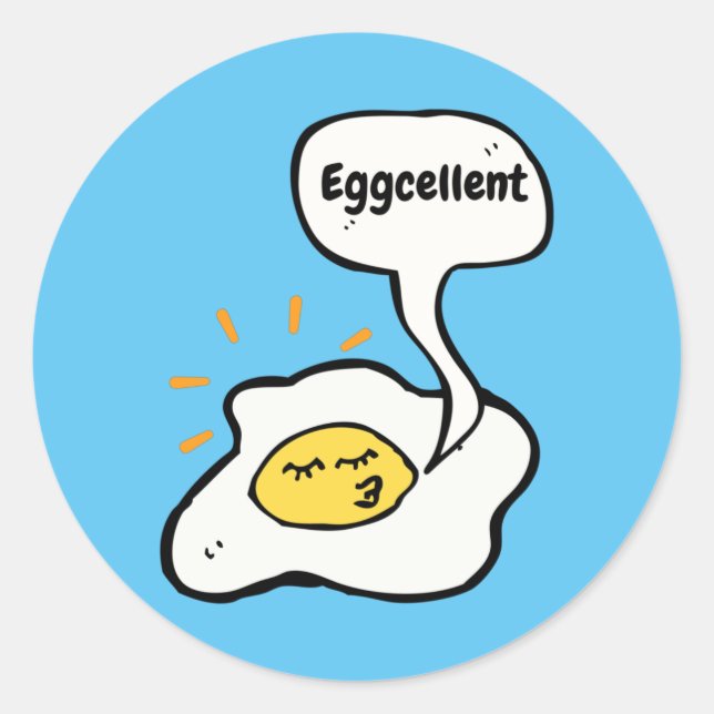 Eggcellent Sunny Side Up Classic Round Sticker (Front)