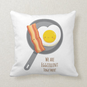 Eggcellent Together Cute Bacon and Egg Pillow