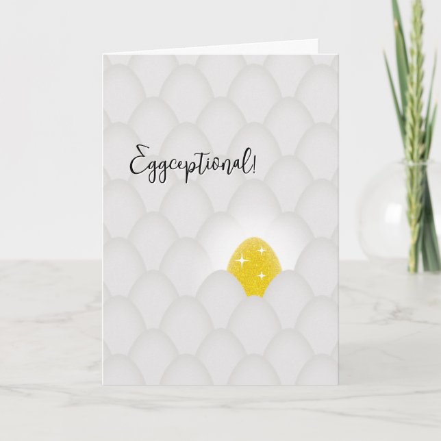 Eggceptional! Yellow Glitter Egg Congratulations Card (Front)