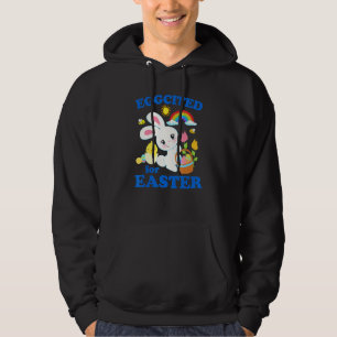 Eggcited For Easter Funny Easter Bunny Pun Rainbow Hoodie